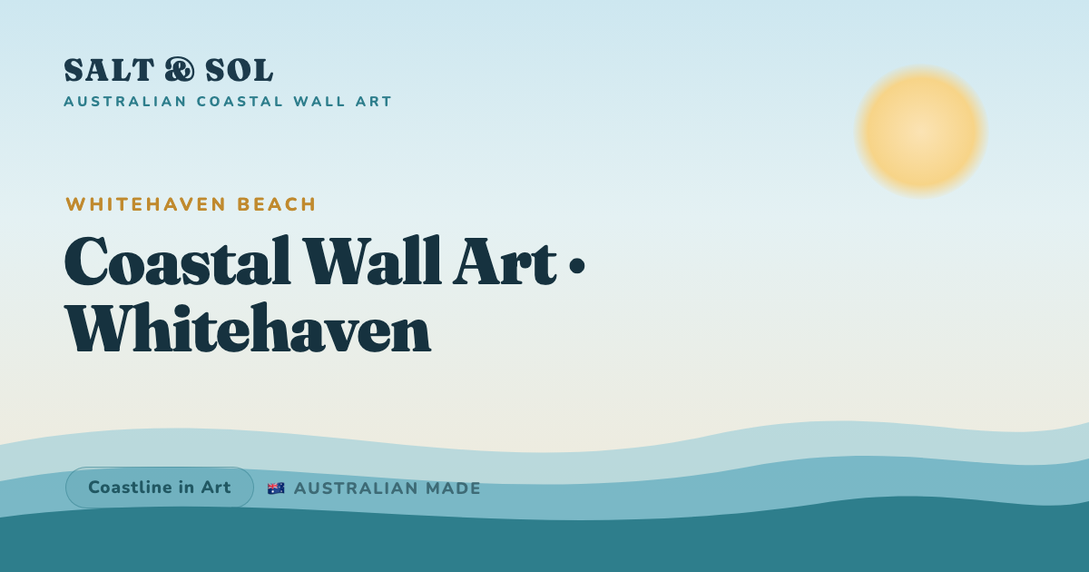 Aerial coastal wall art of Whitehaven Beach showing white silica sand swirling through layered turquoise Whitsunday water at Hill Inlet