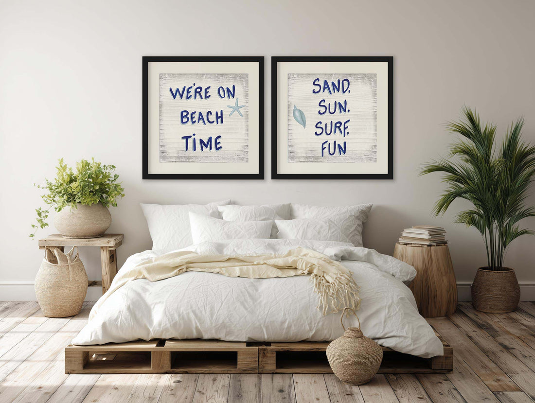 Three coastal interior styles compared with framed wall art