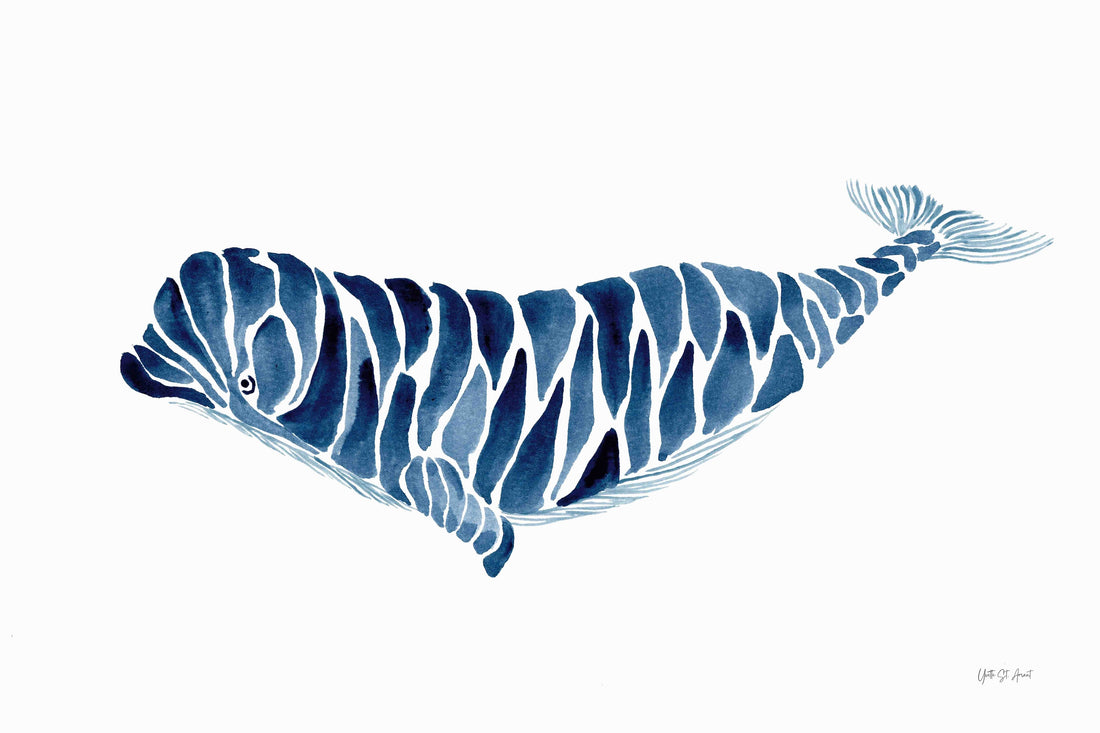 Beluga Whale coastal art print in an Australian child's coastal bedroom