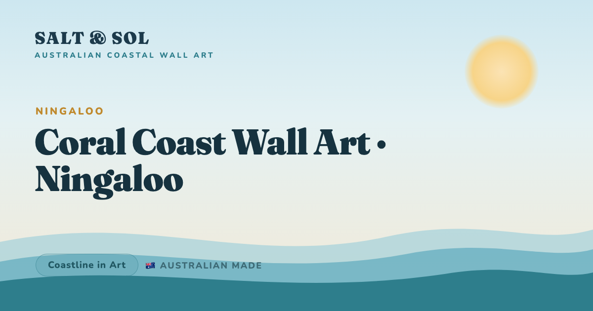 Turquoise Ningaloo lagoon meeting coral reef and white sand on the WA Coral Coast, as coastal wall art