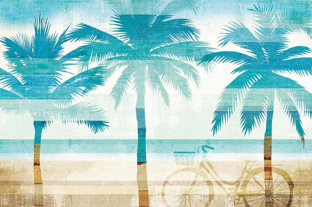 Beachscape Palms coastal print in a covered alfresco dining area in Noosa