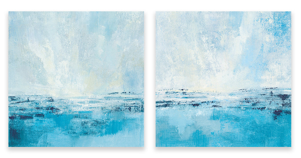 Coastal View I Aqua square coastal diptych canvas print