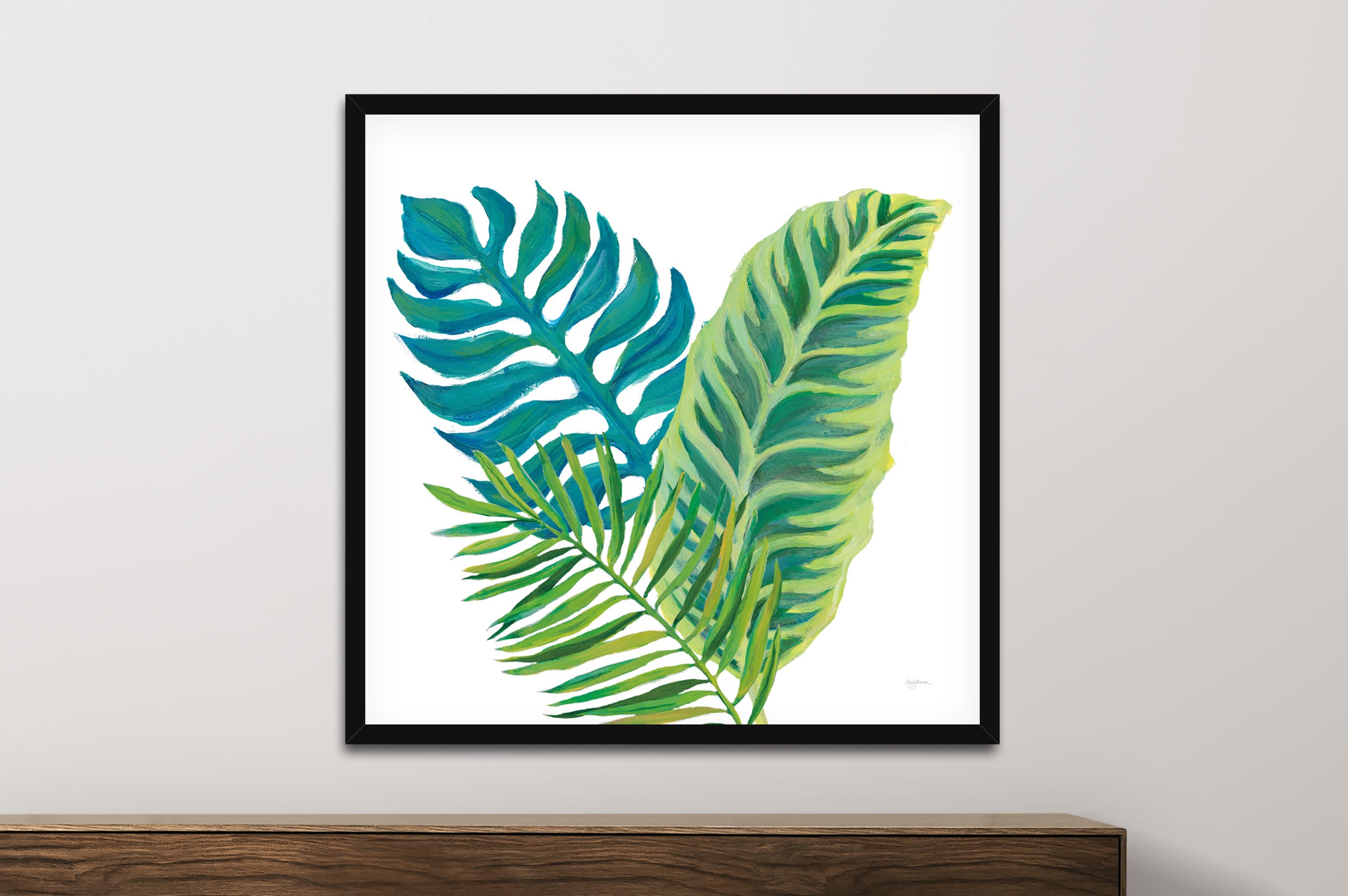 Coconut Palm VI framed wall art in a beach-style room