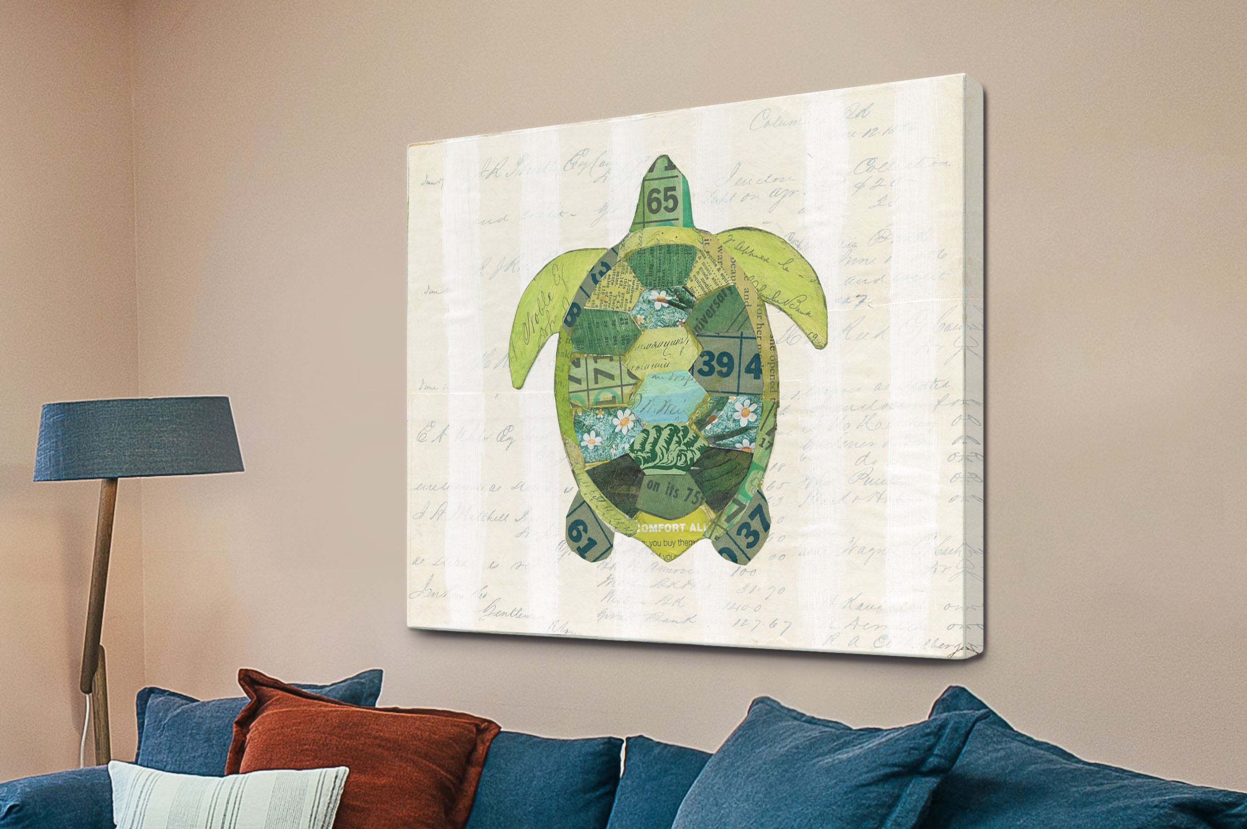 In the Ocean I framed wall art by Courtney Prahl in a beach-style room