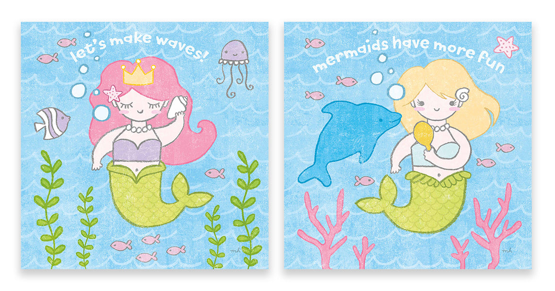 Magical Mermaid III square coastal diptych alternate view