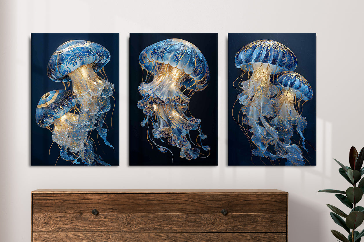 Midnight Jellyfish Triptych