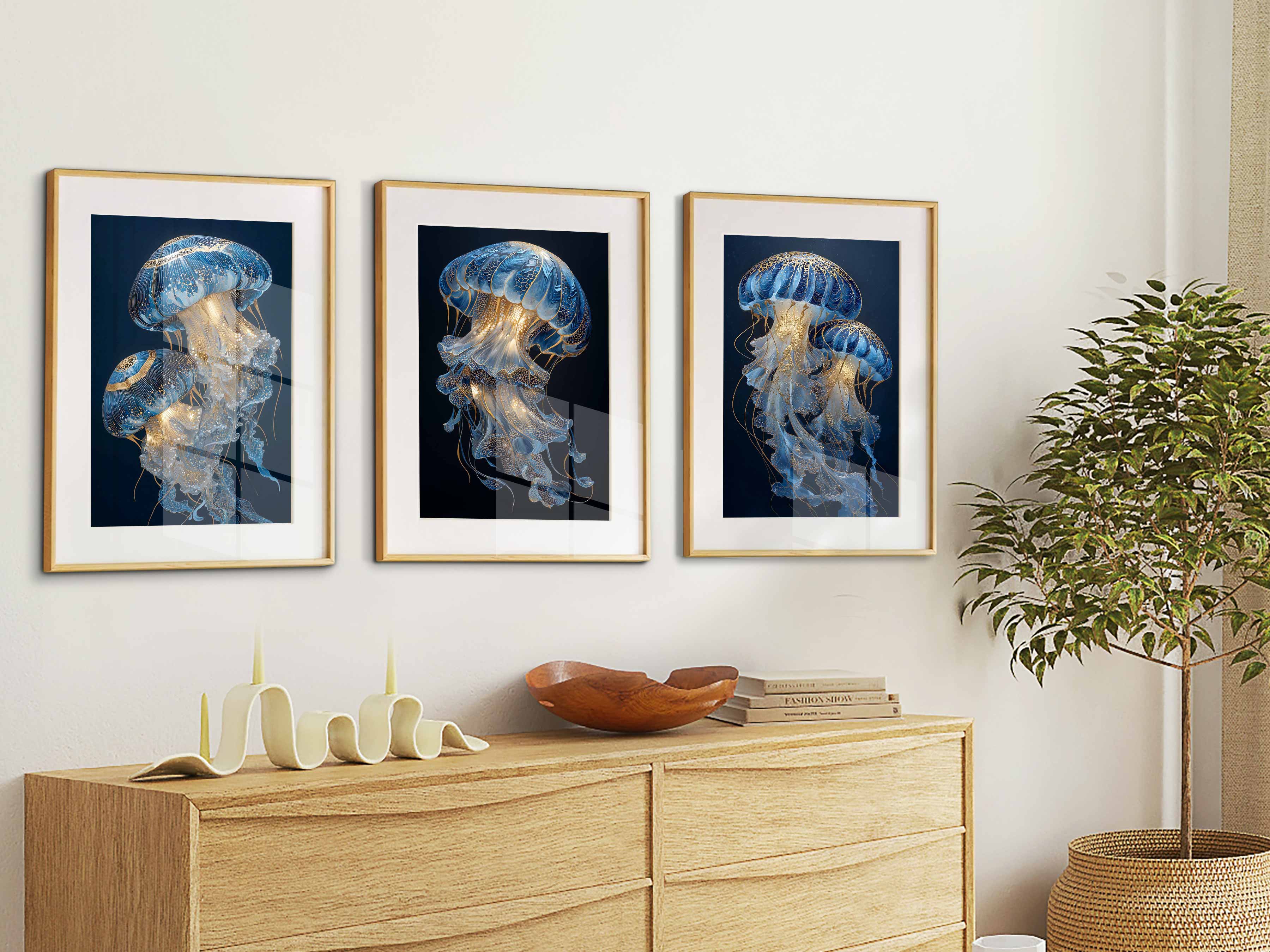 Midnight Jellyfish Triptych