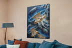 Moonlit Medusae IV three-panel jellyfish triptych canvas