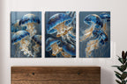 Moonlit Medusae triptych canvas wall art detail