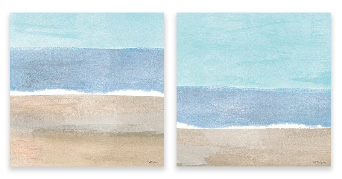 Soft Shores neutral coastal diptych canvas print