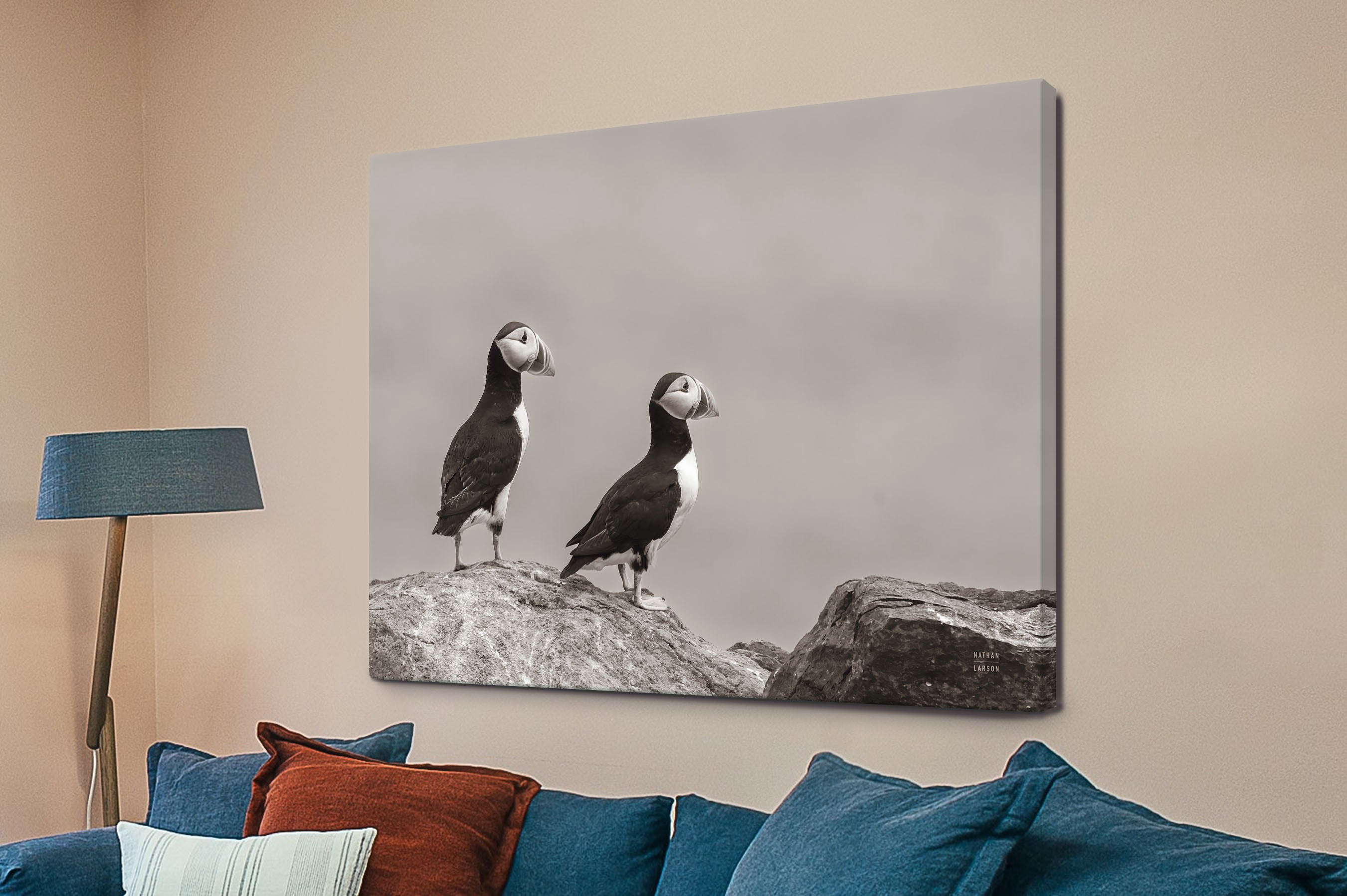Atlantic Puffin Pair Sepia