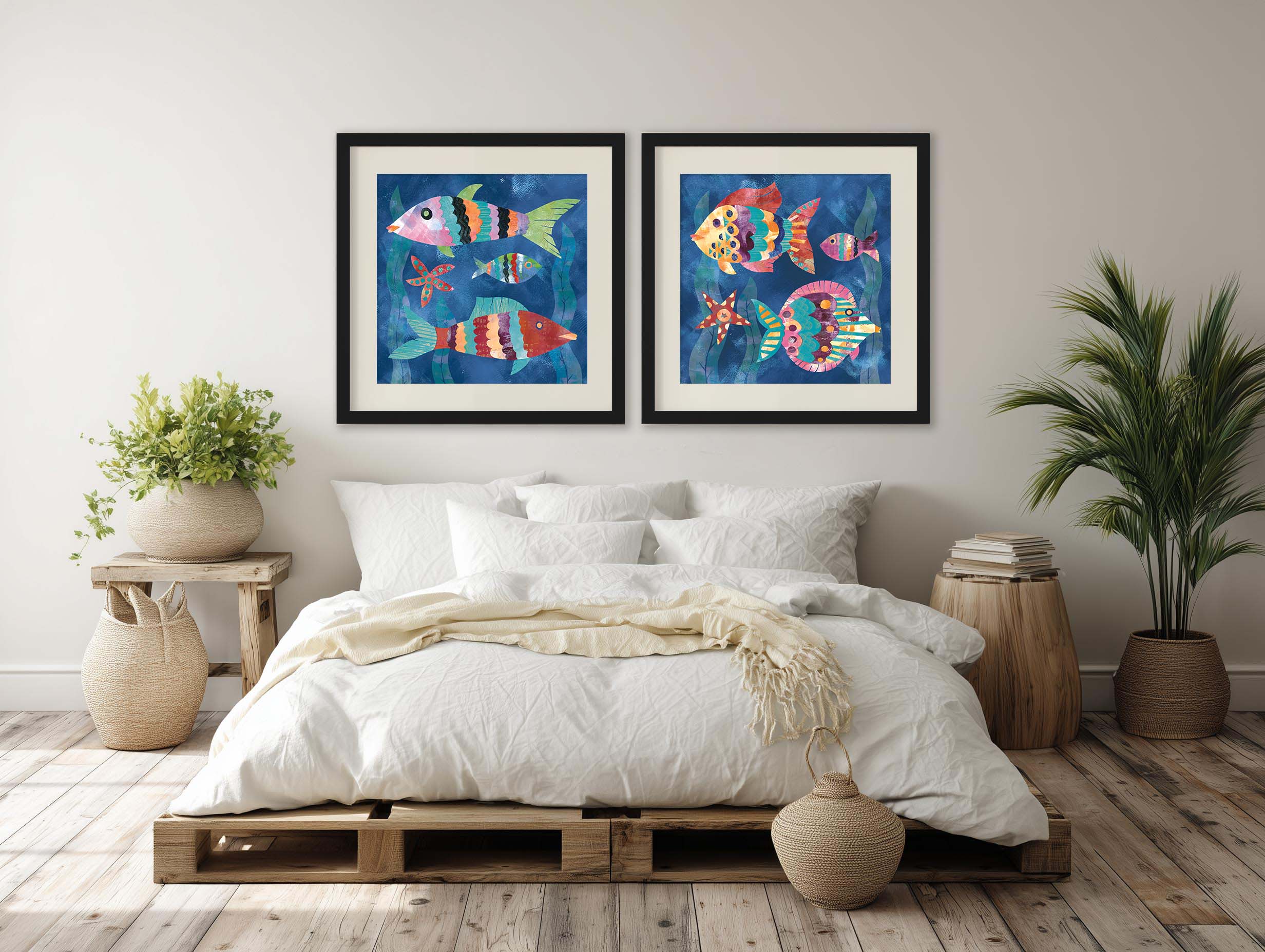 Boho Reef Fish Diptych I