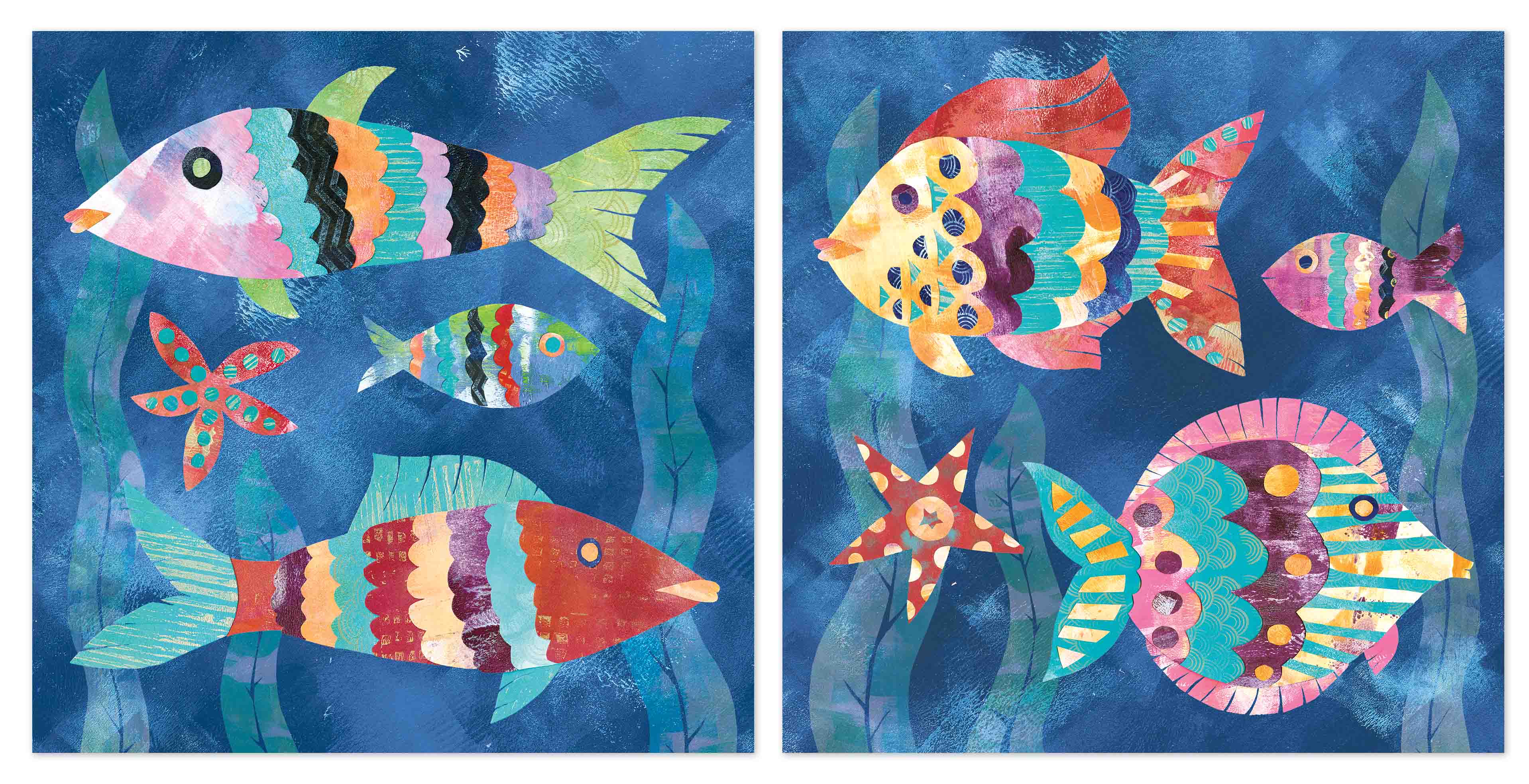Boho Reef Fish Diptych I