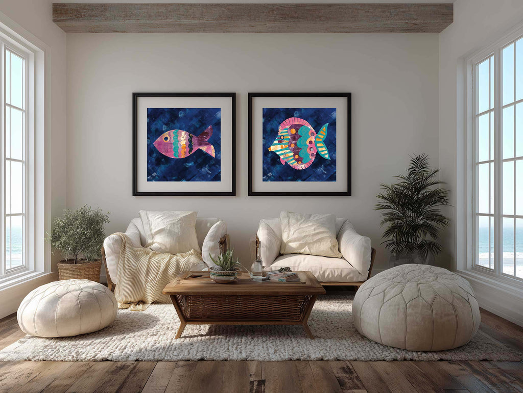 Boho Reef Fish Diptych II