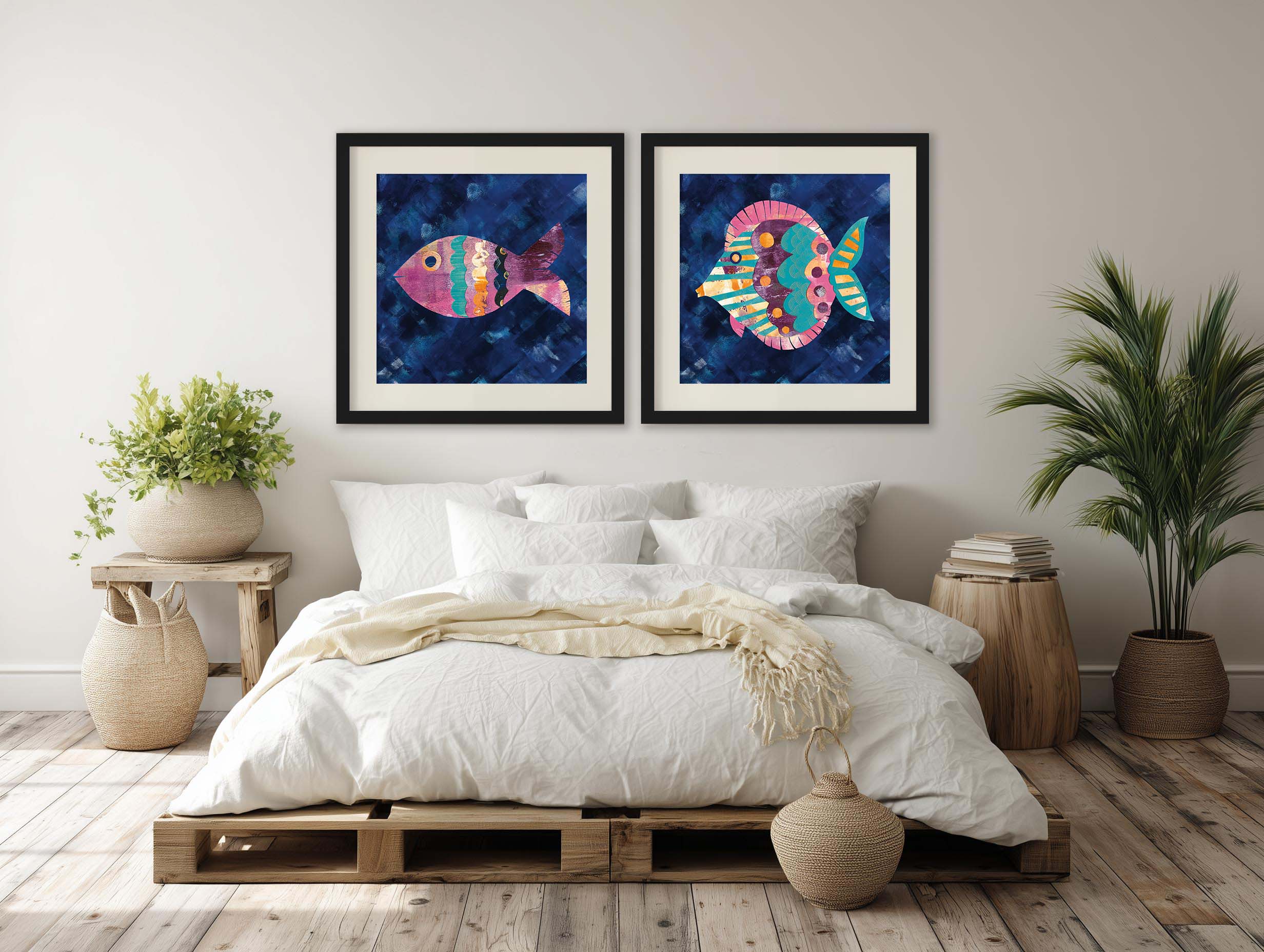 Boho Reef Fish Diptych II
