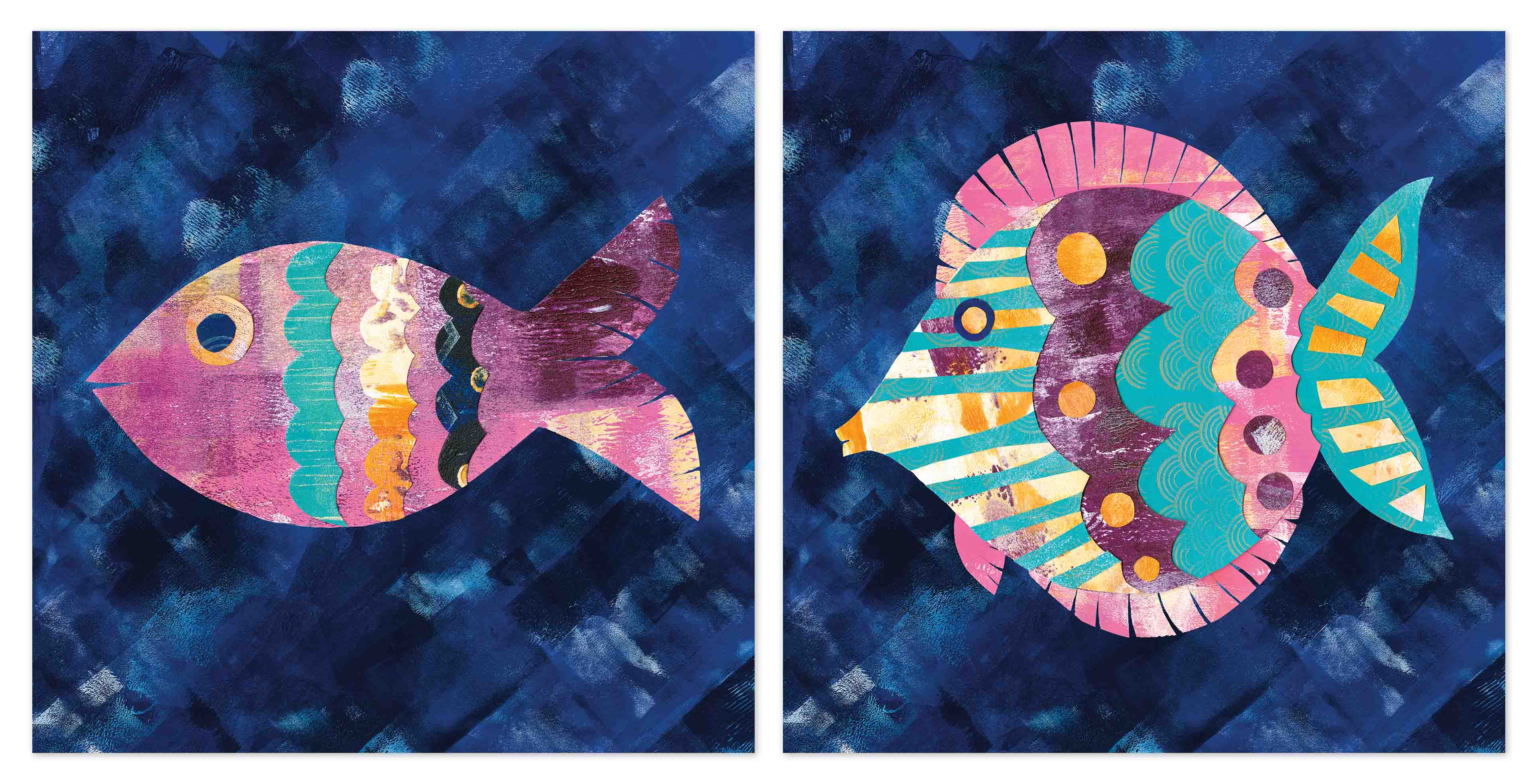 Boho Reef Fish Diptych II