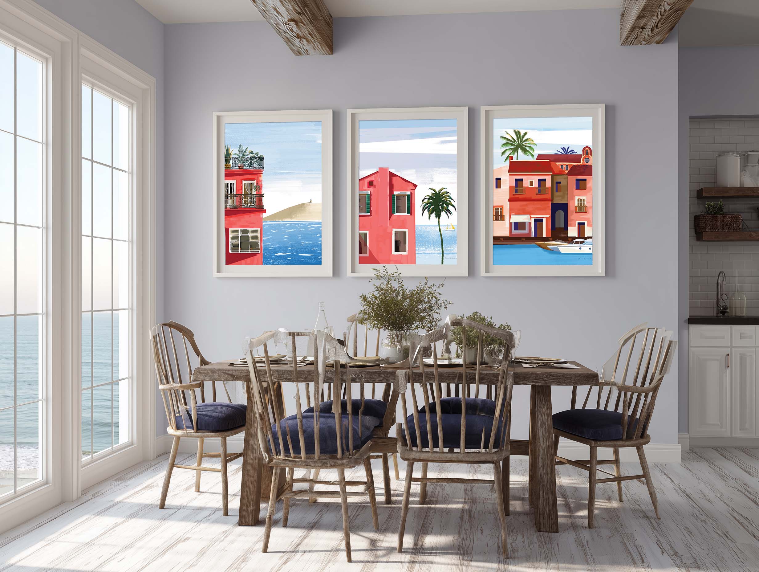 Las Palmas Triptych Art Set by Omar Escalante