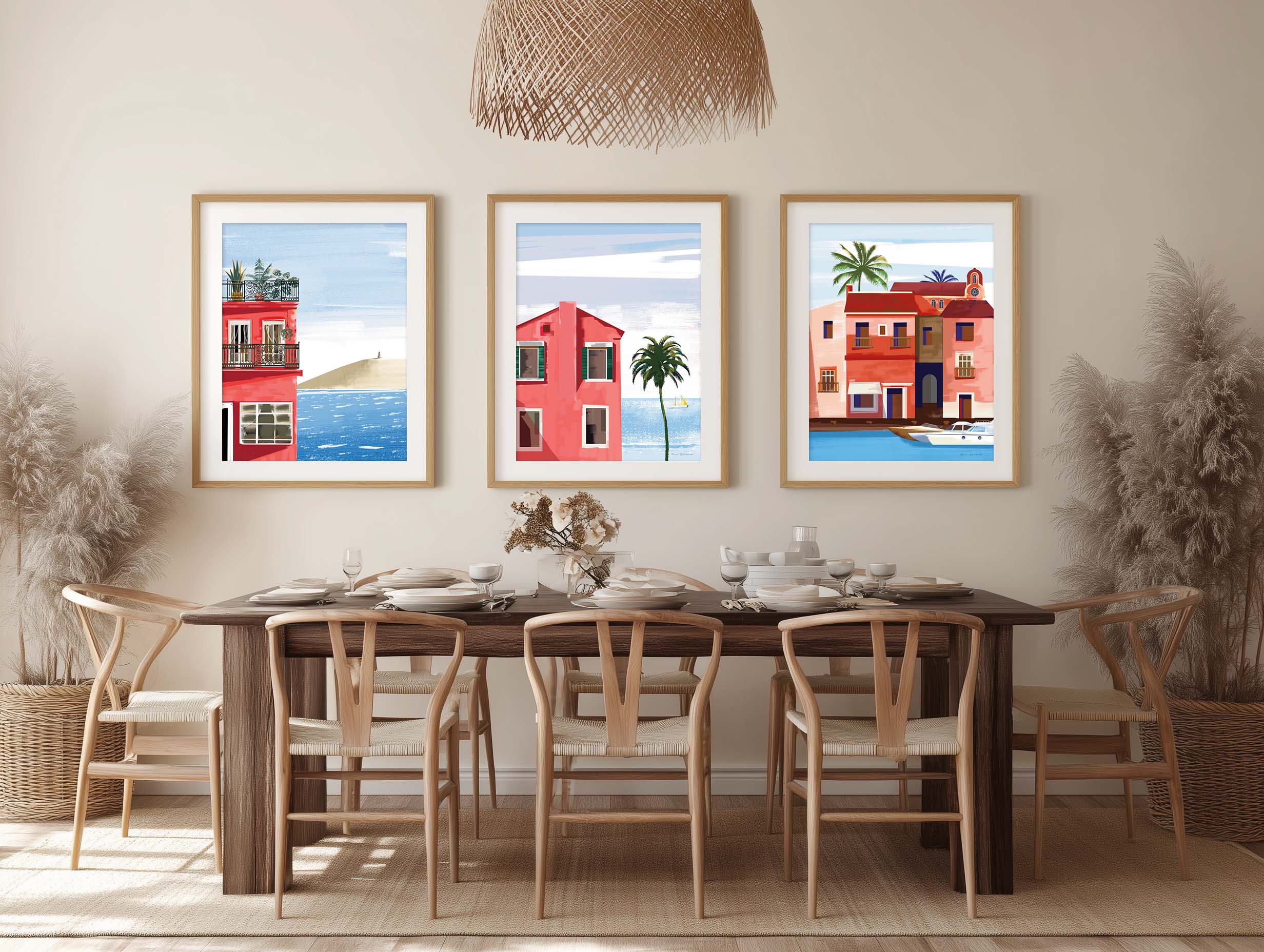 Las Palmas Triptych Art Set by Omar Escalante