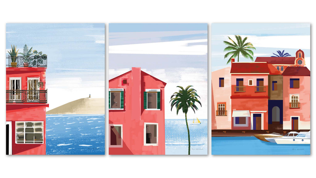 Las Palmas Triptych Art Set by Omar Escalante