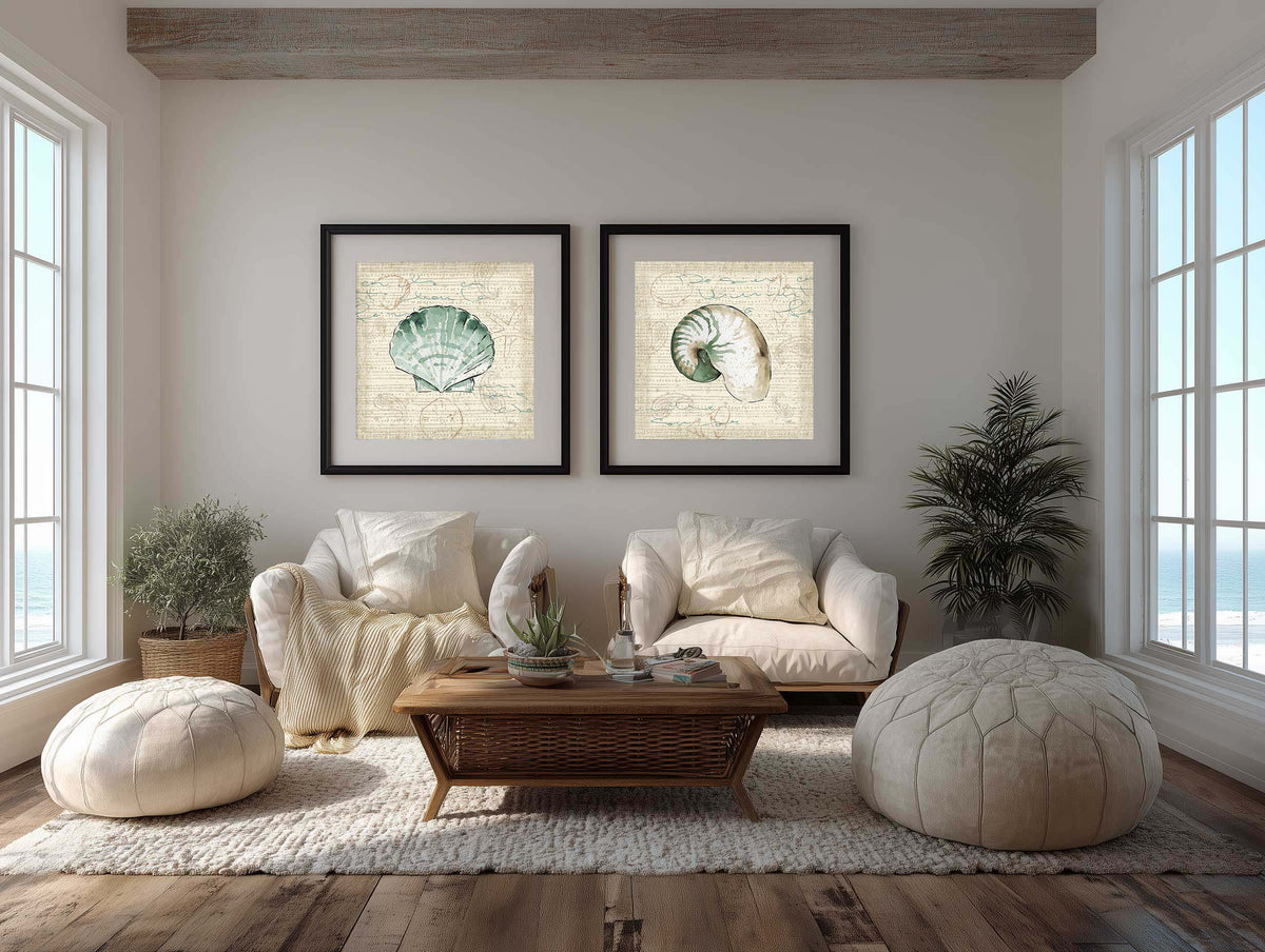 Ocean Prints I & II – Square Coastal Diptych