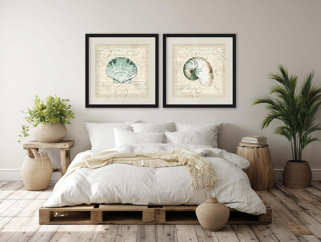 Ocean Prints I & II – Square Coastal Diptych