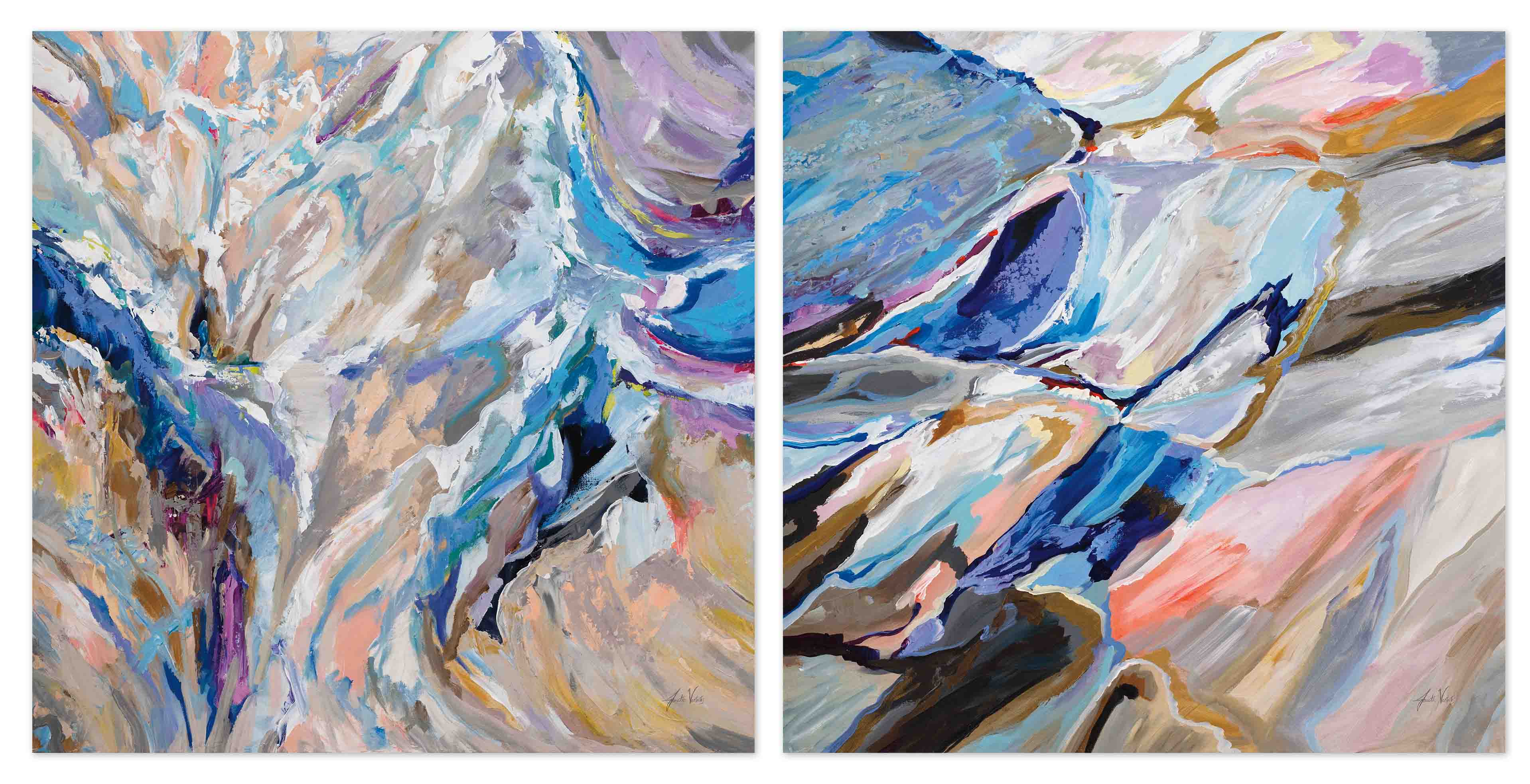 Push and Pull – Abstract Diptych Pair