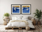 Seagulls With Gold Sky II & III – Square Coastal Diptych