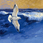 Seagulls With Gold Sky II & III – Square Coastal Diptych