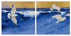 Seagulls With Gold Sky II & III – Square Coastal Diptych