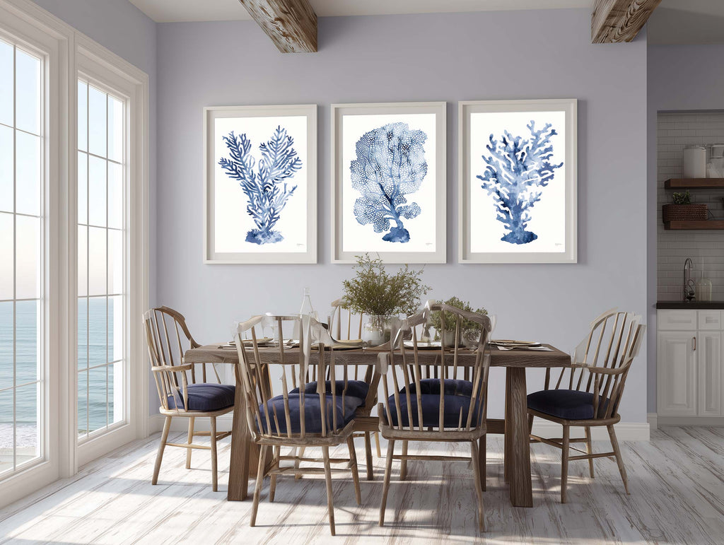 Shibori Coral Triptych Art Set by Mary Urban