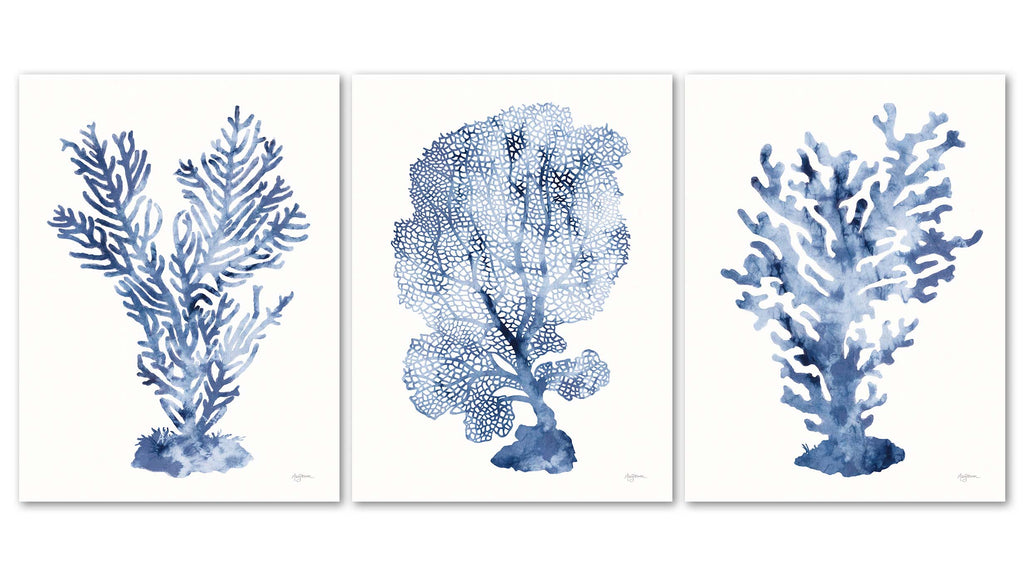 Shibori Coral Triptych Art Set by Mary Urban